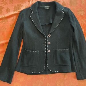 Karen Kane size M Merino Wool lightweight jacket. Pockets. Silver Studs.